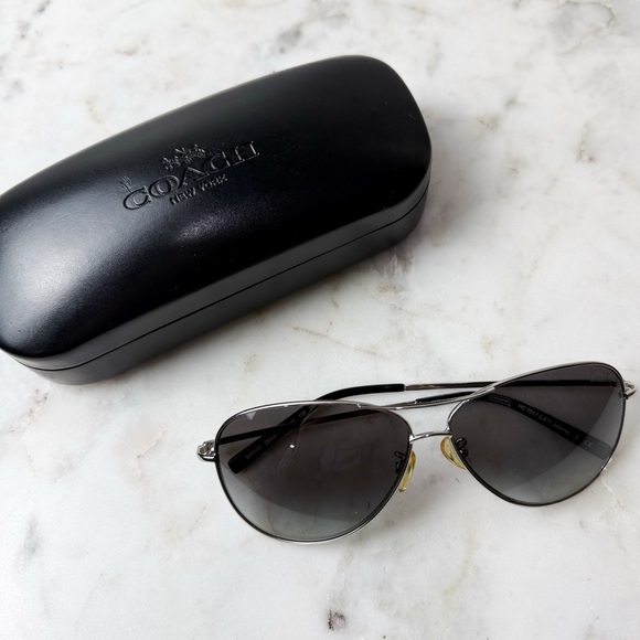 Coach Pilot Aviator Juliana Sunglasses Silver HC7017 L911 main image 6